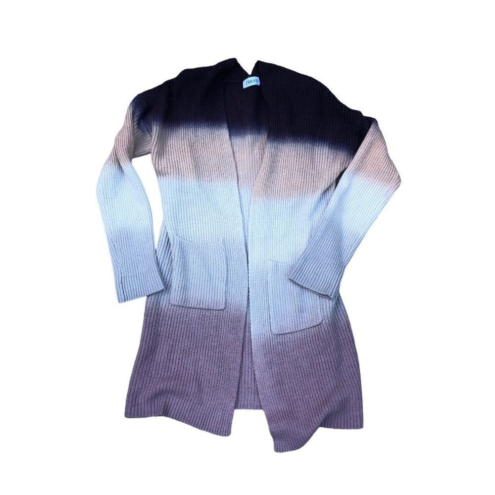 Knit Cardigan Sweater C BRAND Women's MED Wool Blend Ribbed Gradient Ope…​​